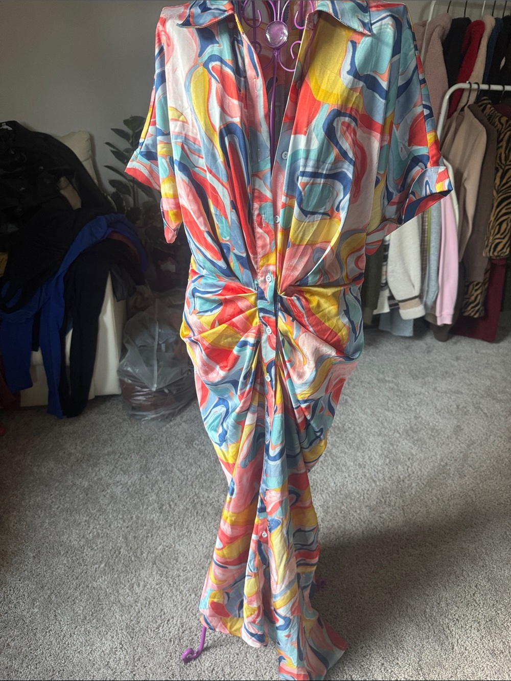 Fashion Nova Colorful Abstract Print Maxi Dress - Picture 2 of 6